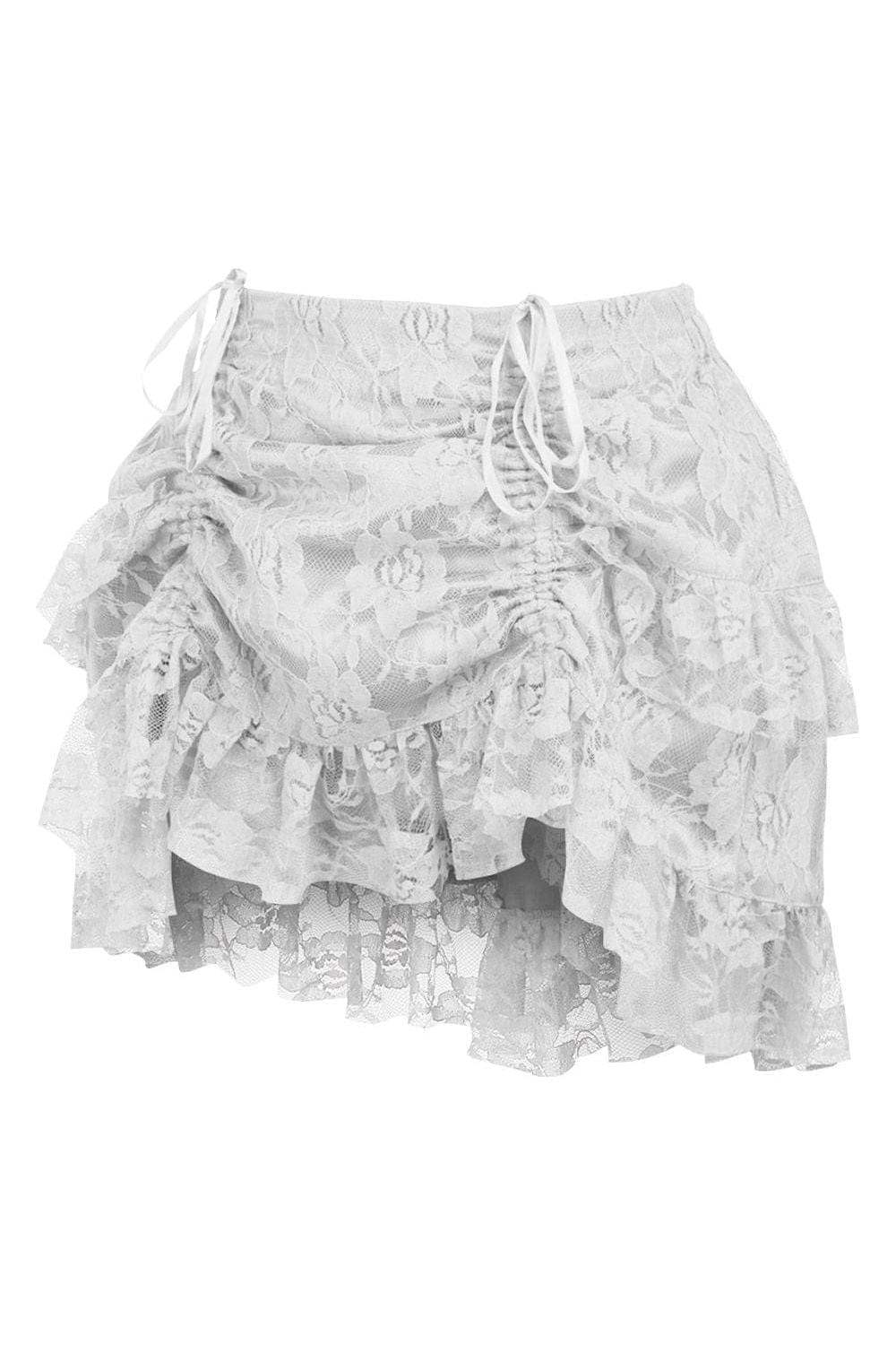 Daisy Corsets White Lace Ruched Bustle Skirt - Daisy Corsets - Flyclothing LLC