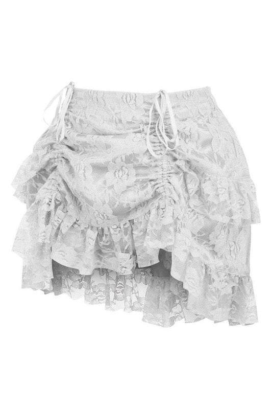 Daisy Corsets White Lace Ruched Bustle Skirt - Daisy Corsets - Flyclothing LLC