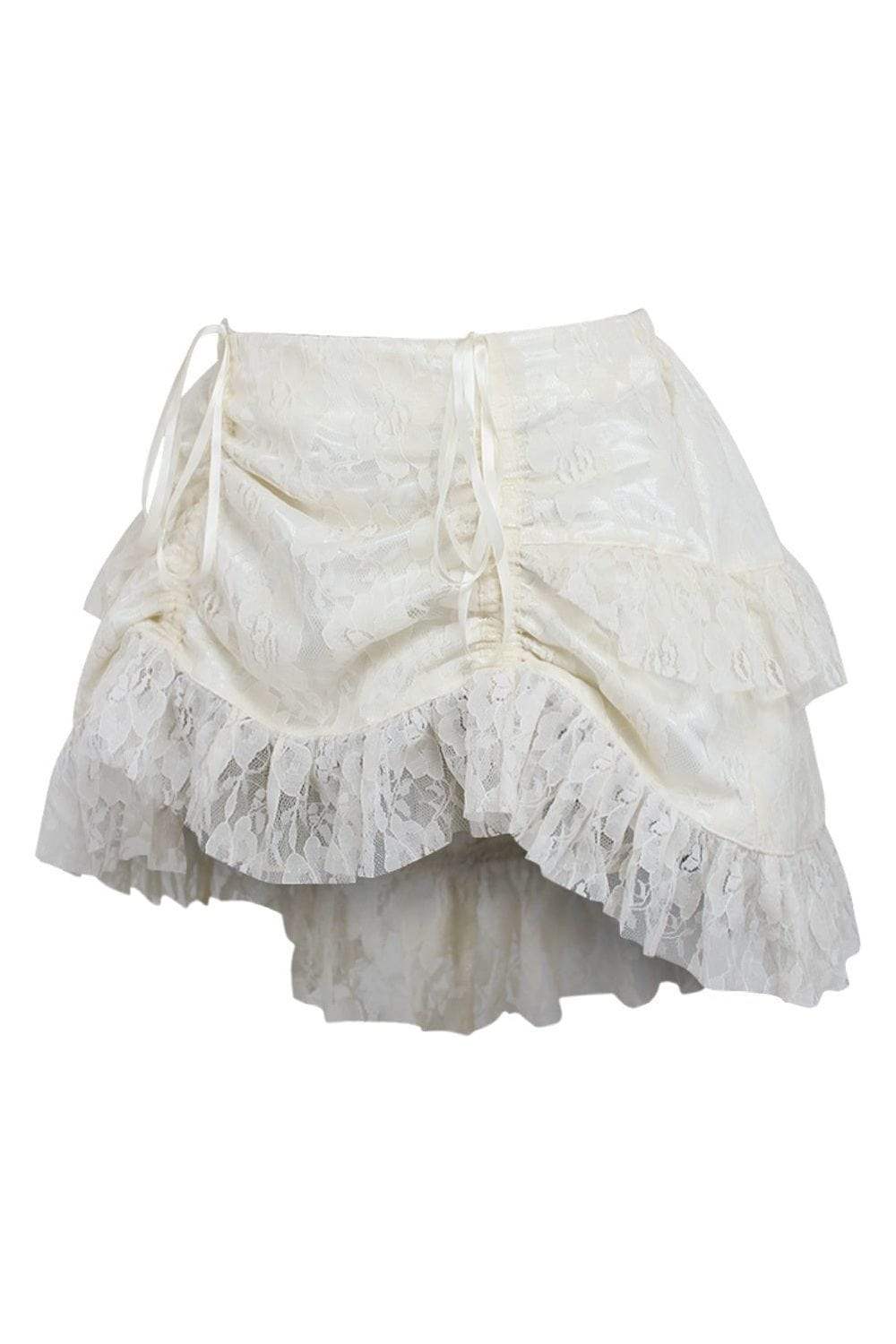 Daisy Corsets Cream Lace Ruched Bustle Skirt - Daisy Corsets - Flyclothing LLC