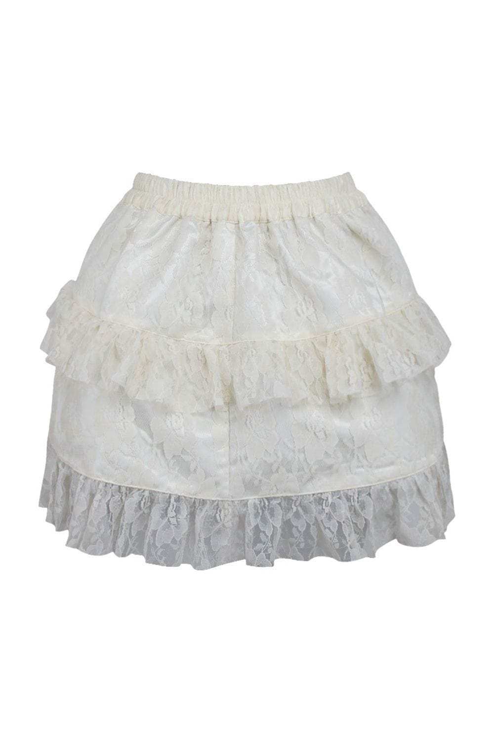 Daisy Corsets Cream Lace Ruched Bustle Skirt - Daisy Corsets - Flyclothing LLC