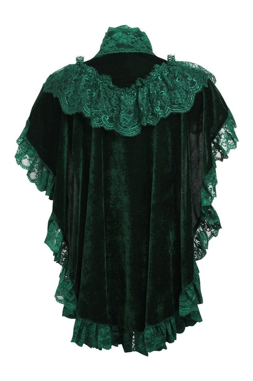 Daisy Corsets Tapered Dark Green Velvet & Lace Capelet - Daisy Corsets