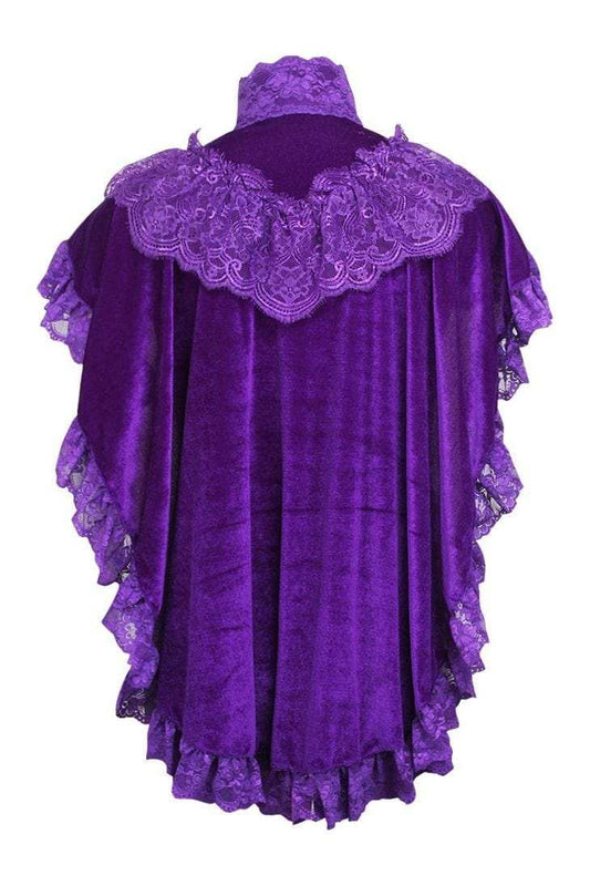 Daisy Corsets Dark Purple Velvet & Lace Capelet - Daisy Corsets - Flyclothing LLC