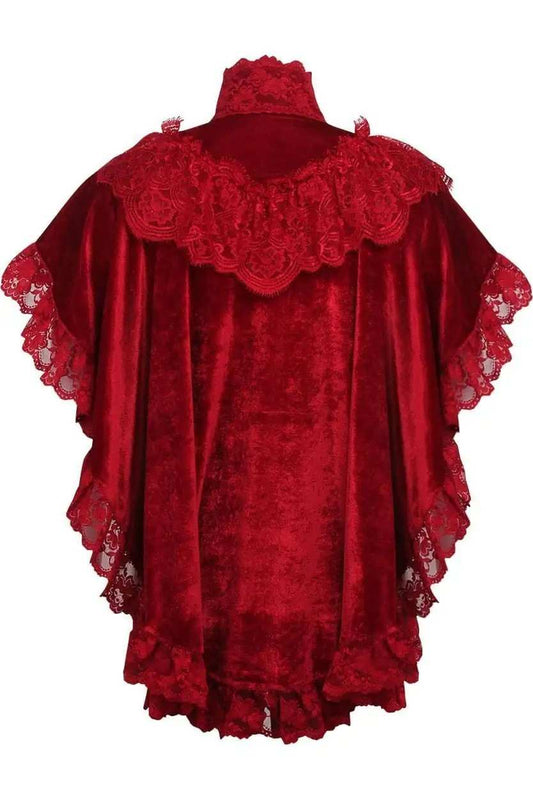 Daisy Corsets Dark Red Velvet & Lace Capelet - Daisy Corsets - Flyclothing LLC