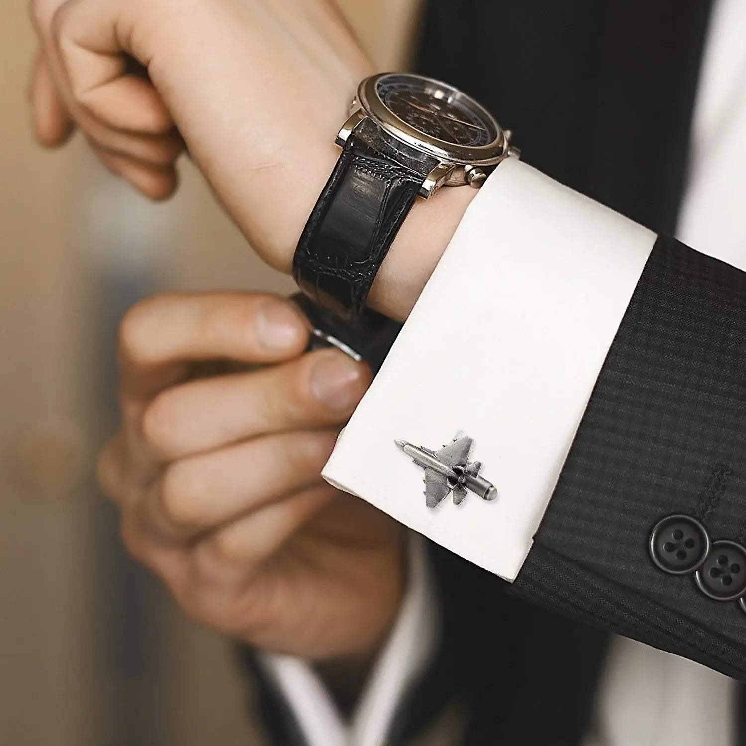 Military Jet 3D Cufflinks - Cufflinks.com - Flyclothing LLC
