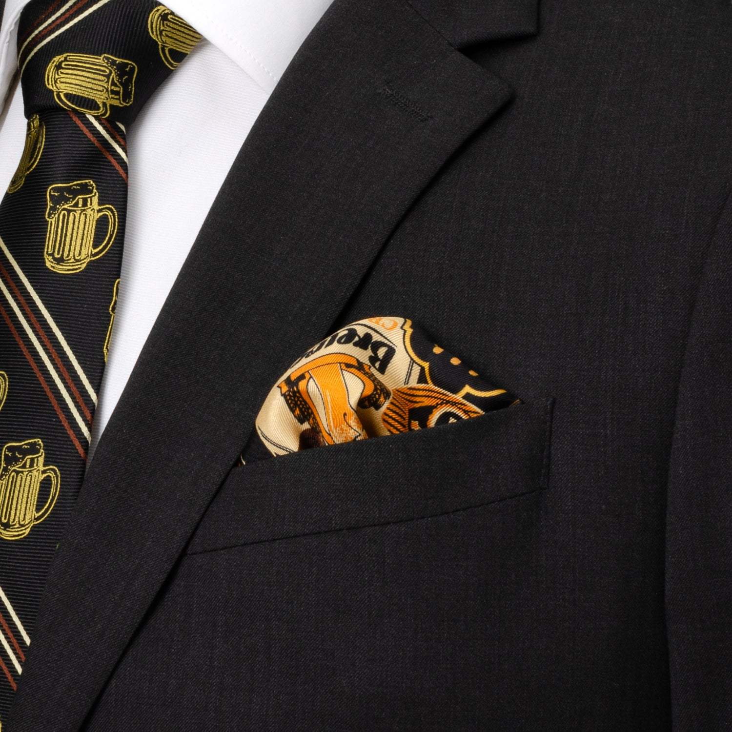 Beer Aficionado Black Multi Pocket Square - Cufflinks.com - Flyclothing LLC
