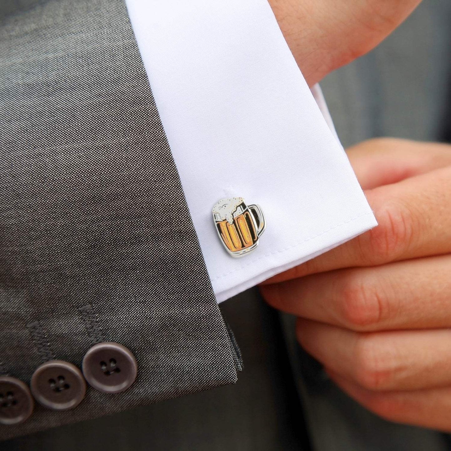 Beer Hidden Message Silver Cufflinks - Cufflinks.com - Flyclothing LLC