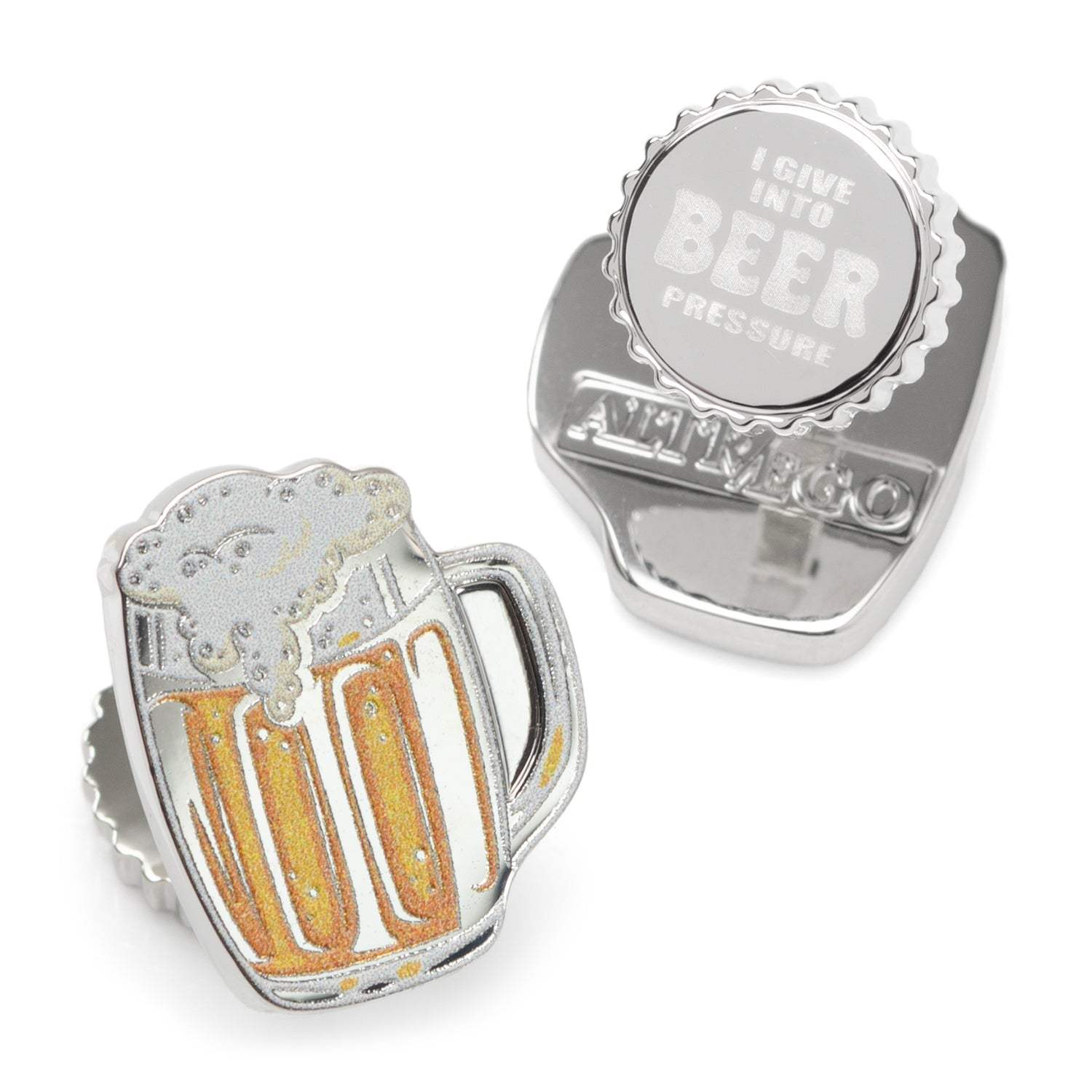 Beer Hidden Message Silver Cufflinks - Cufflinks.com - Flyclothing LLC