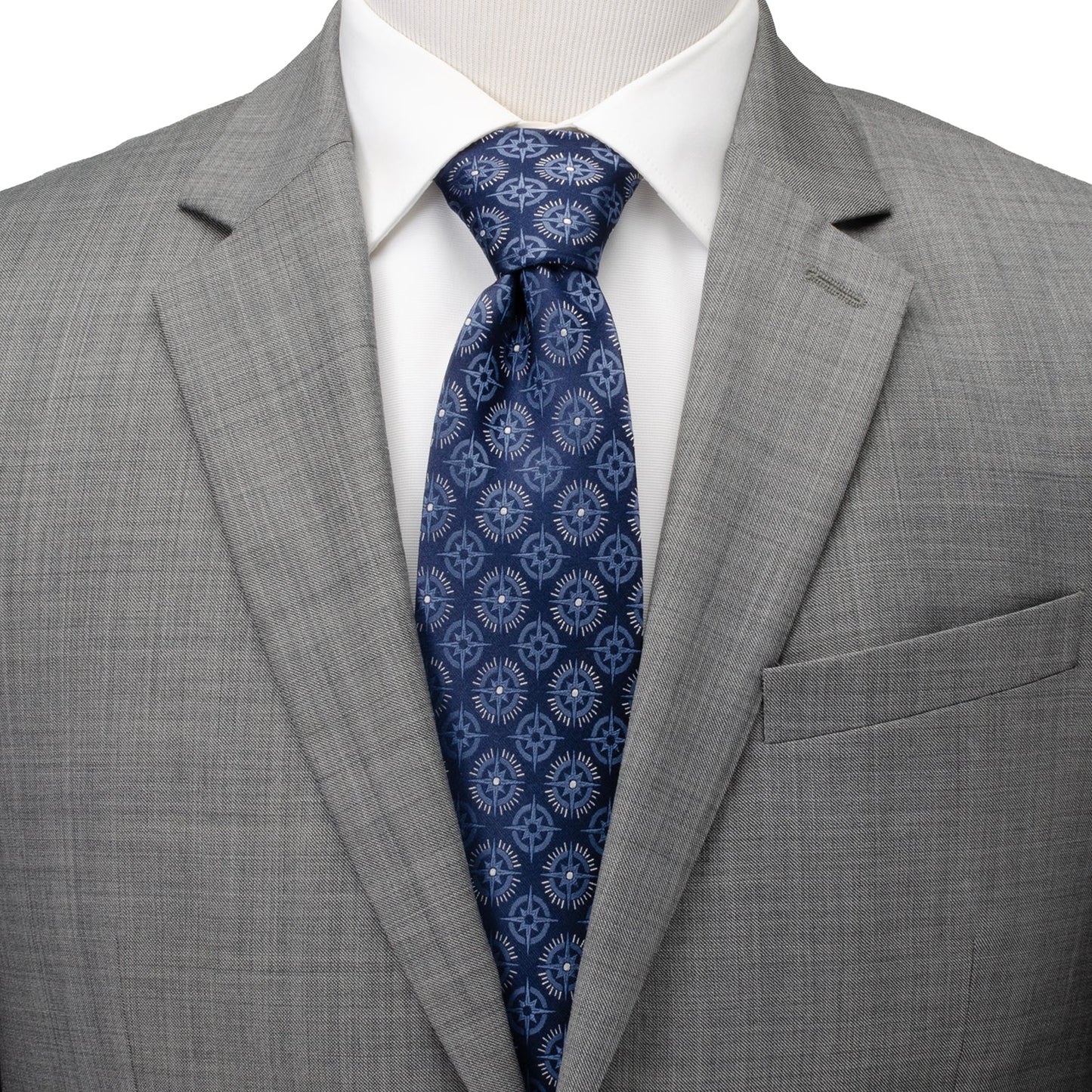Compass Hidden Message Navy Blue Men's Tie - Cufflinks.com - Flyclothing LLC
