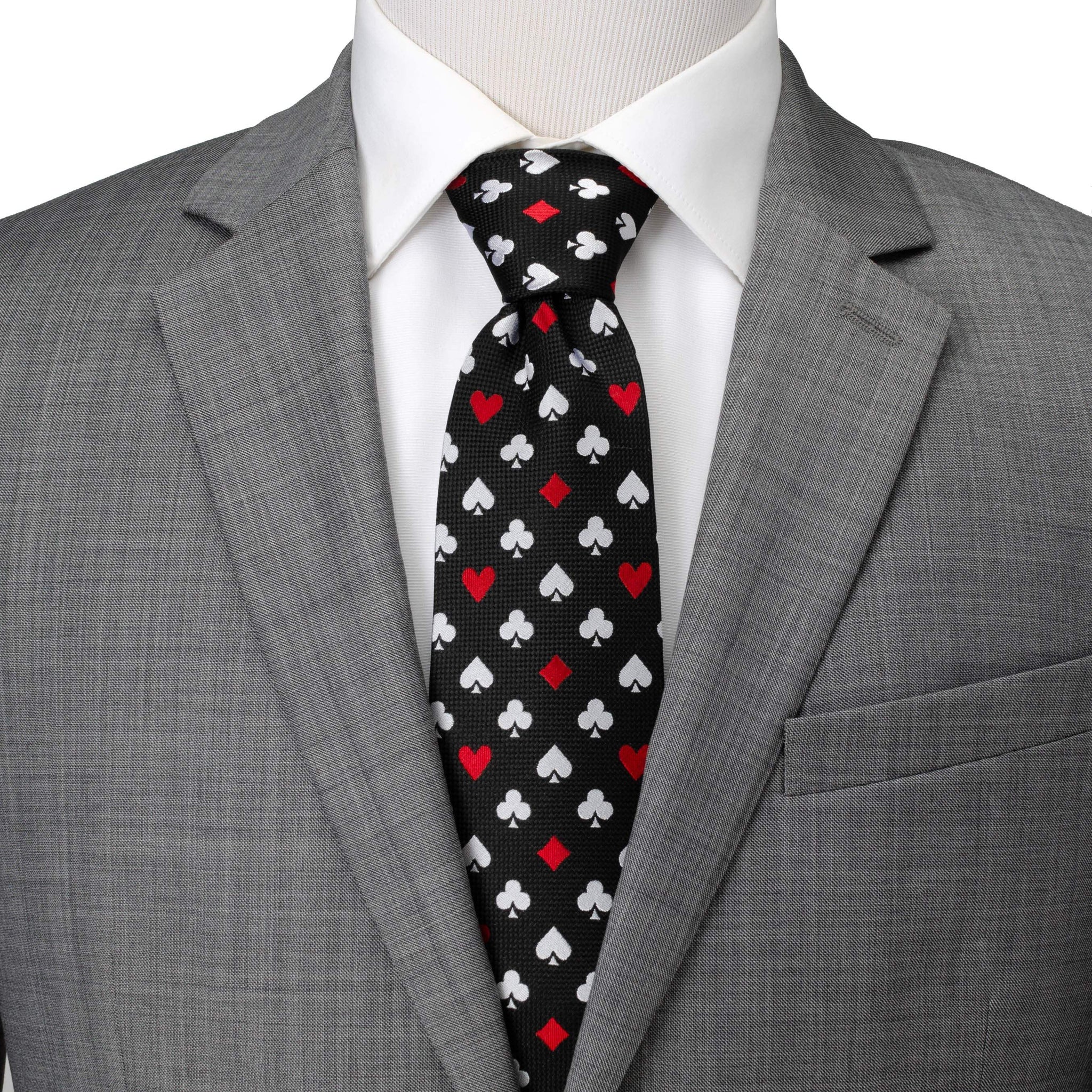 Card Suits Vegas Hidden Message Black Men's Tie - Cufflinks.com - Flyclothing LLC