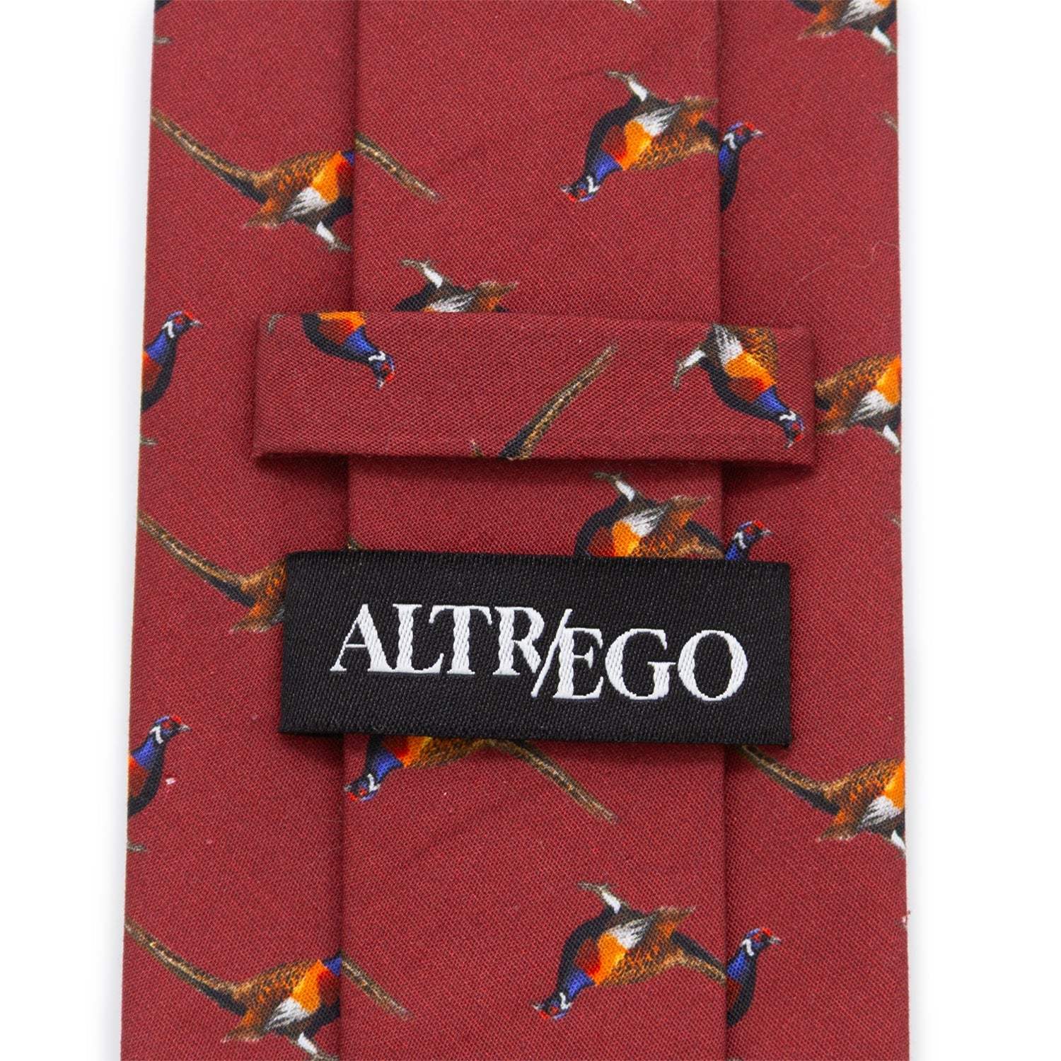 Pheasant Burgundy Men's Tie - Cufflinks.com - Flyclothing LLC