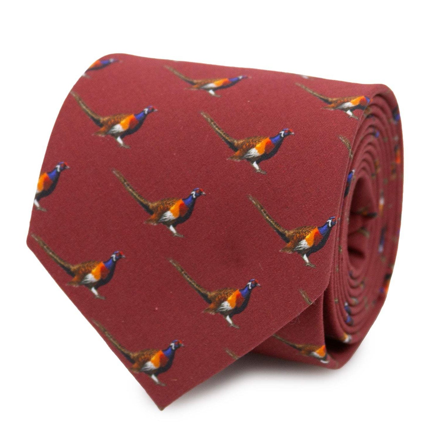 Pheasant Burgundy Men's Tie - Cufflinks.com - Flyclothing LLC