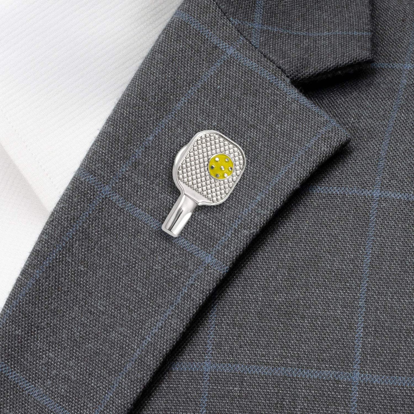 Pickleball Racket Silver Lapel Pin - Cufflinks.com - Flyclothing LLC