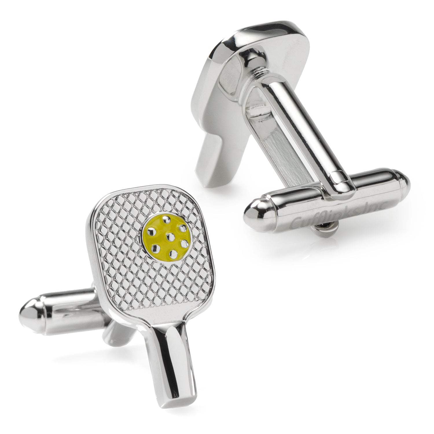 Pickleball Racket Silver Cufflinks - Cufflinks.com - Flyclothing LLC