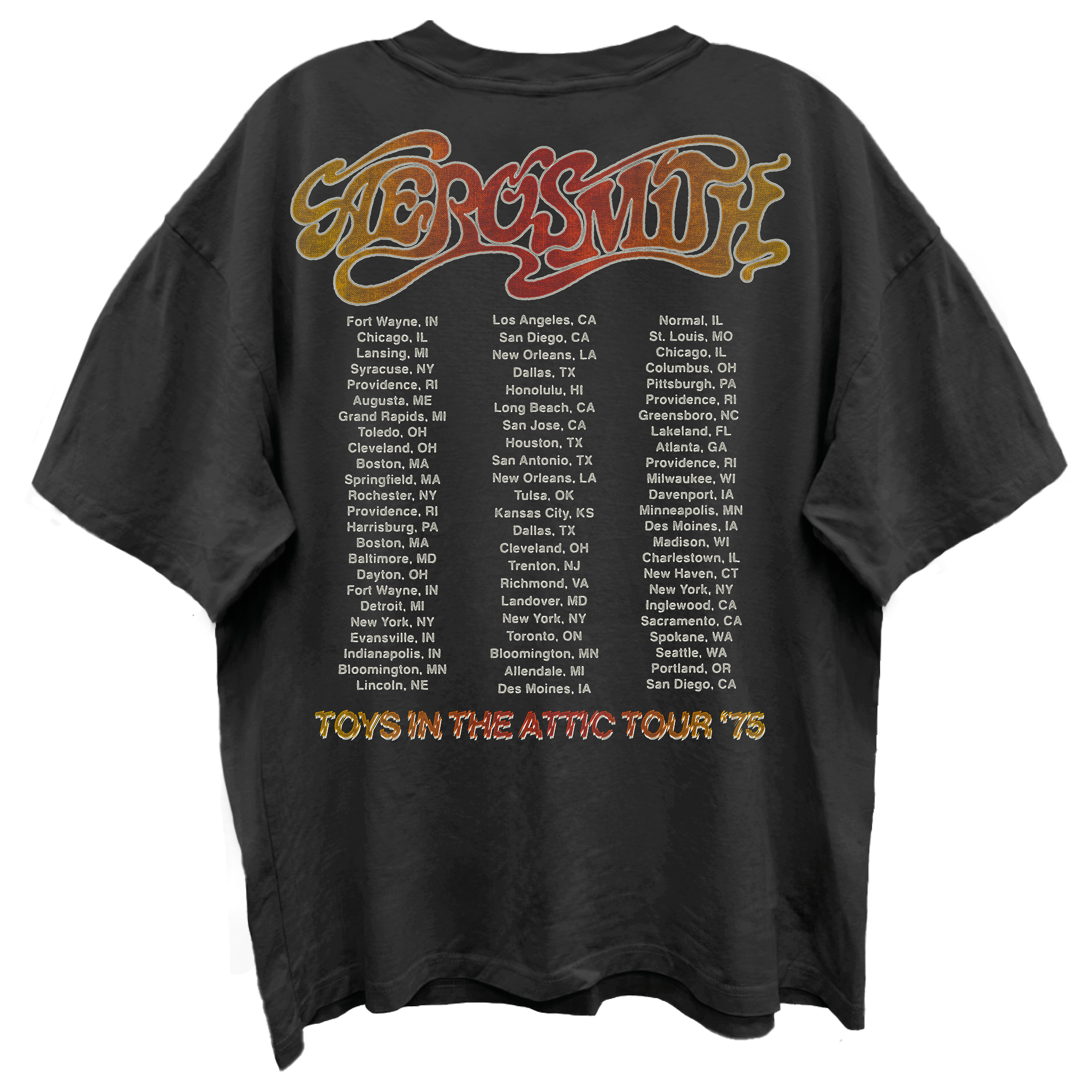 AEROSMITH TOYS IN THE ATTIC 1975 VINTAGE BLACK TOUR T-SHIRT/GIANT VINTAGE