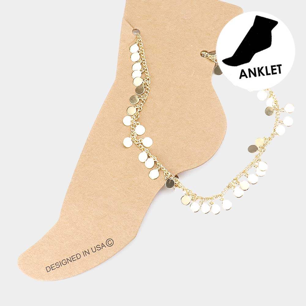Metal Disc Station Anklet - Madeline Love - Flyclothing LLC