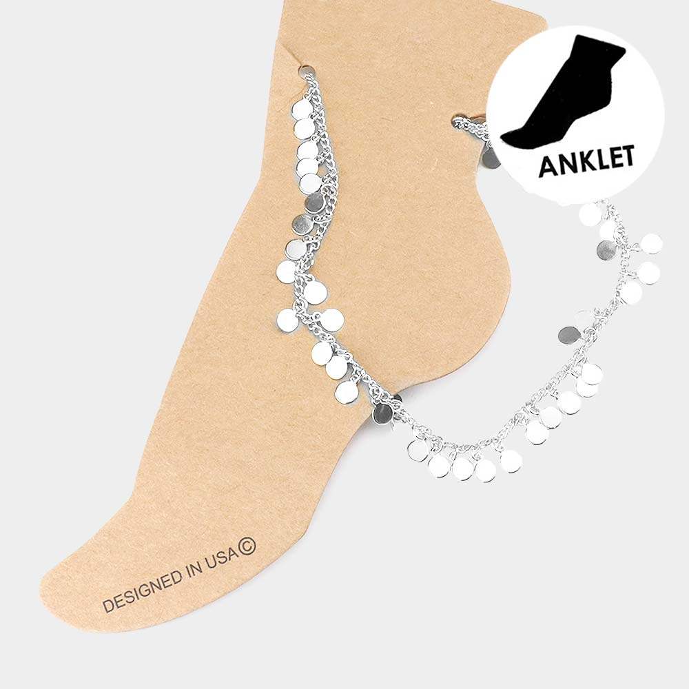 Metal Disc Station Anklet - Madeline Love - Flyclothing LLC