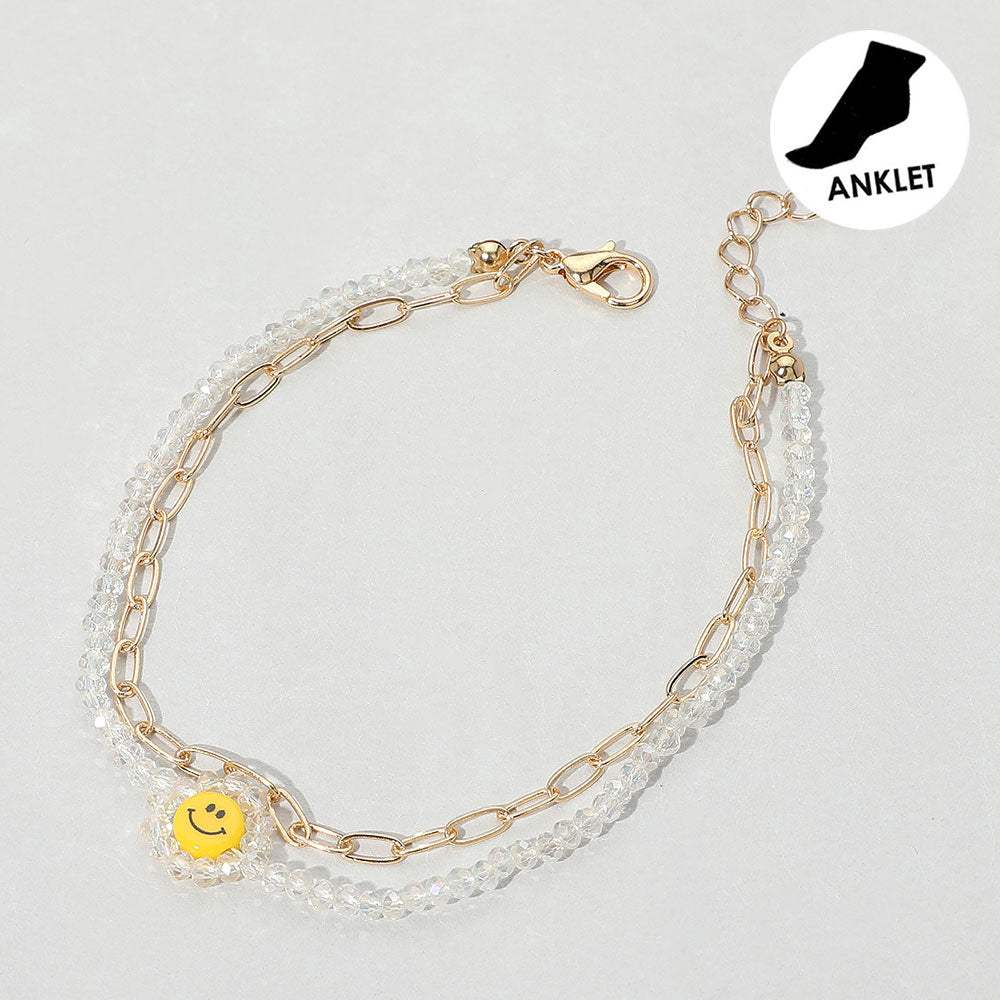 Smile Accented Double Layered Anklet - Madeline Love - Flyclothing LLC