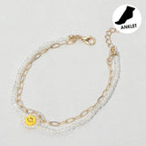 Smile Accented Double Layered Anklet - Madeline Love - Flyclothing LLC