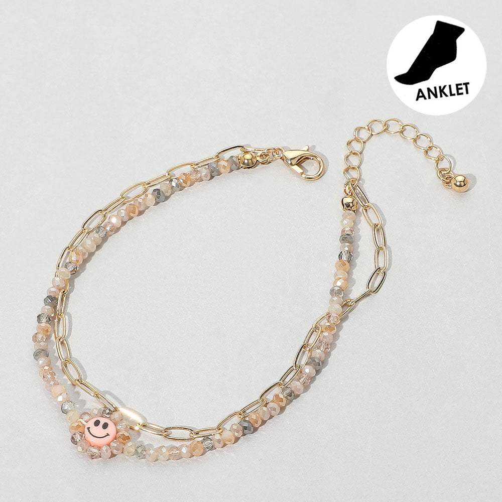 Smile Accented Double Layered Anklet - Madeline Love - Flyclothing LLC