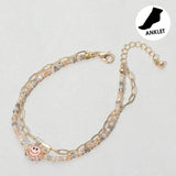 Smile Accented Double Layered Anklet - Madeline Love - Flyclothing LLC