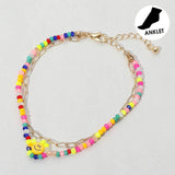Smile Accented Double Layered Anklet - Madeline Love - Flyclothing LLC