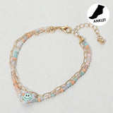 Smile Accented Double Layered Anklet - Madeline Love - Flyclothing LLC