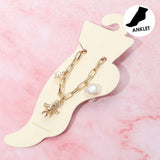 Heart Pearl Metal Bow Angel Balloon Dog Charm Station Paperclip Chain Anklet - Madeline Love - Flyclothing LLC
