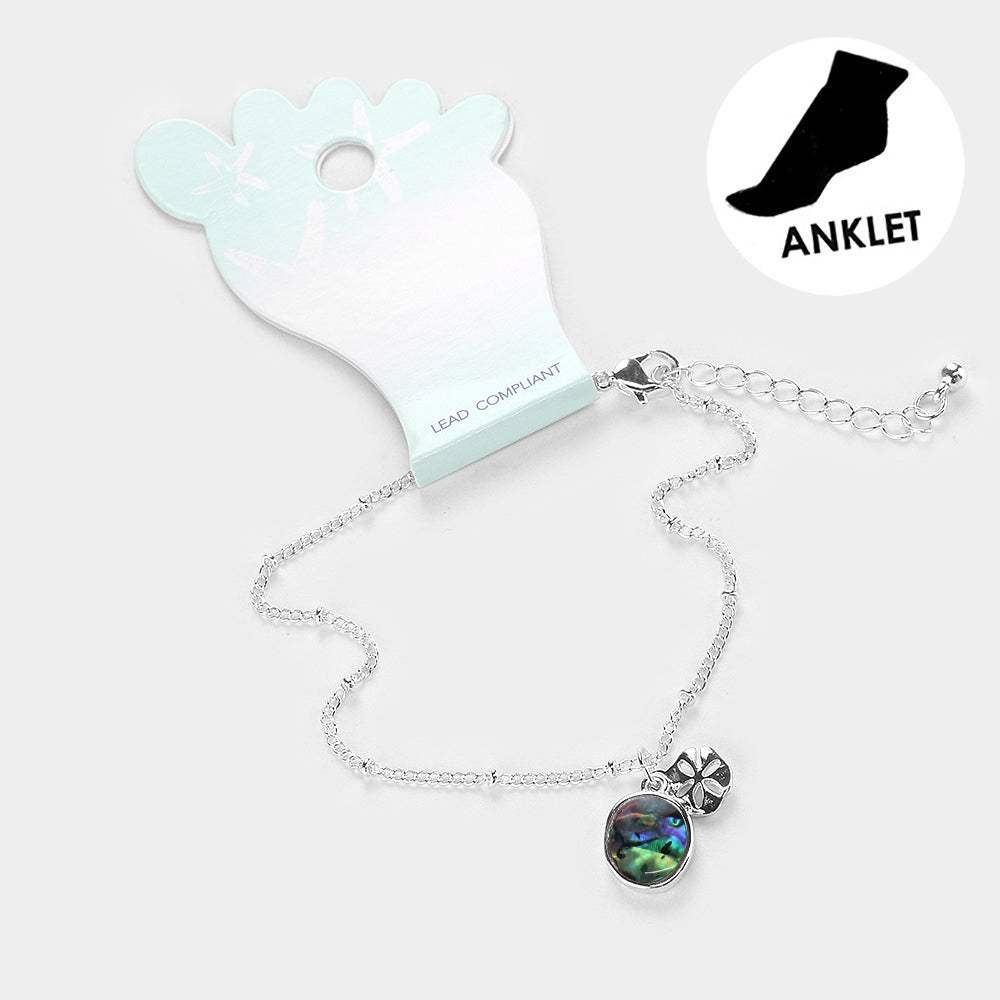 Abalone Cutout Metal Sand Dollar Anklet - Madeline Love - Flyclothing LLC