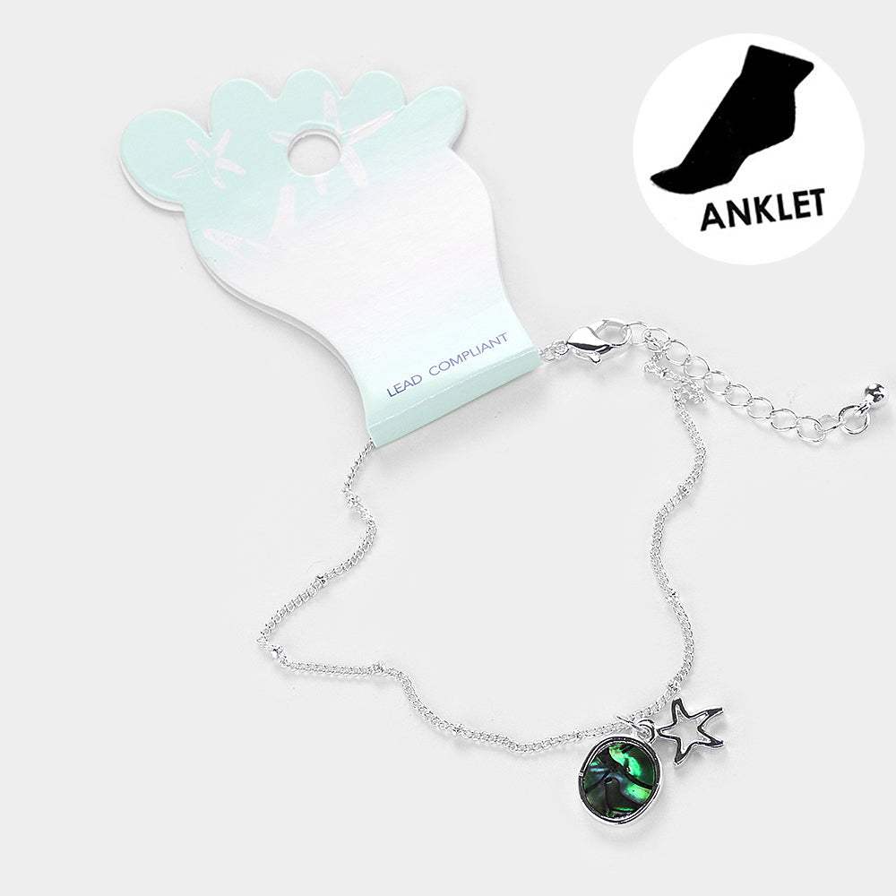 Abalone Cutout Metal Starfish Anklet - Madeline Love - Flyclothing LLC