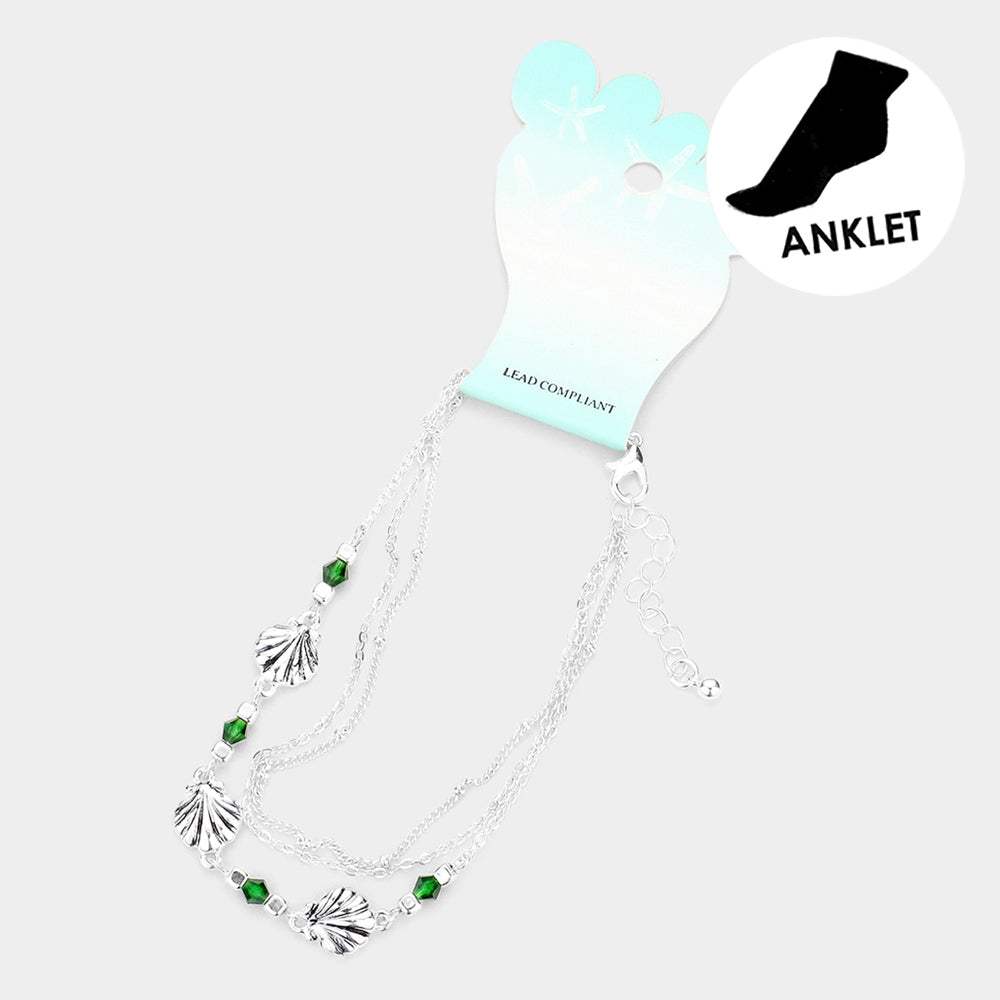 Metal Shell Charm Link Double Layered Anklet - Madeline Love - Flyclothing LLC