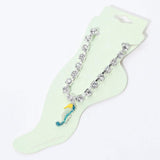 Enamel Seahorse Charm Round Stone Anklet - Madeline Love - Flyclothing LLC