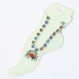 Enamel Crab Charm Round Stone Anklet - Madeline Love - Flyclothing LLC