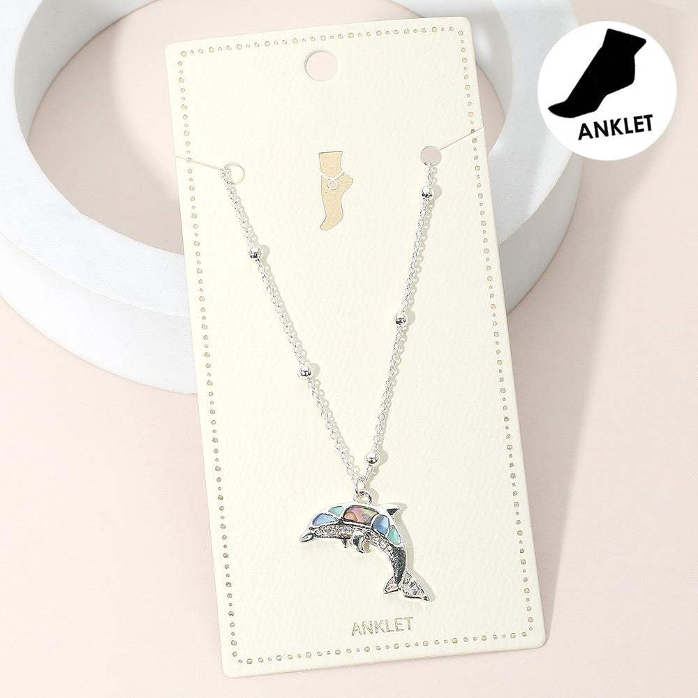 Abalone Dolphin Charm Anklet - Madeline Love - Flyclothing LLC
