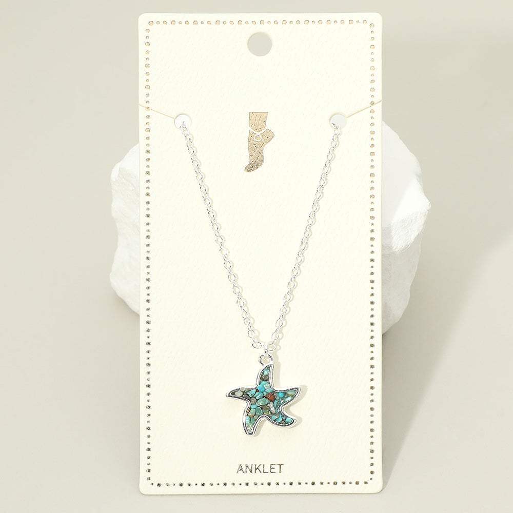 Crushed Pebble Starfish Charm Anklet - Madeline Love - Flyclothing LLC