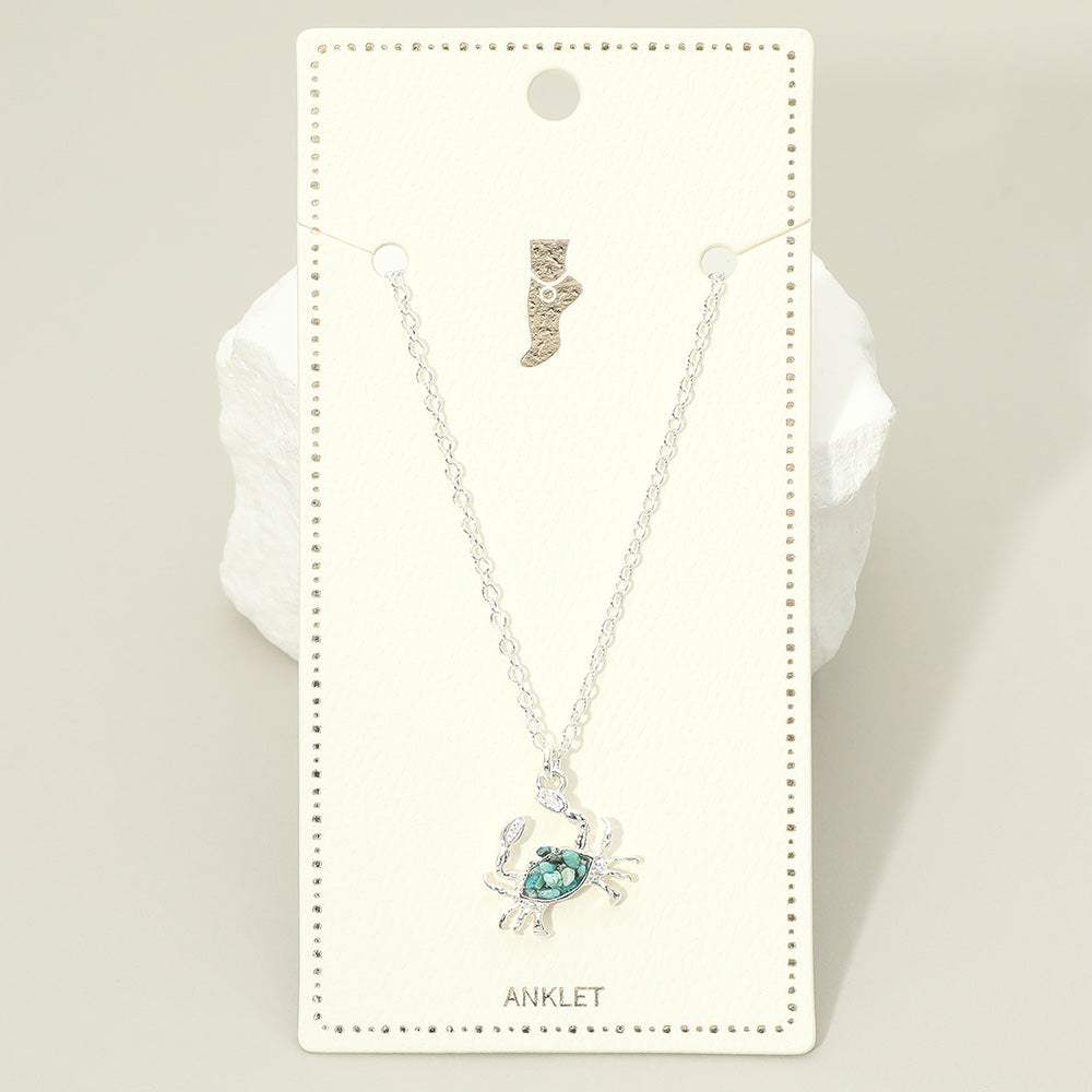 Crushed Pebble Crab Charm Anklet - Madeline Love - Flyclothing LLC