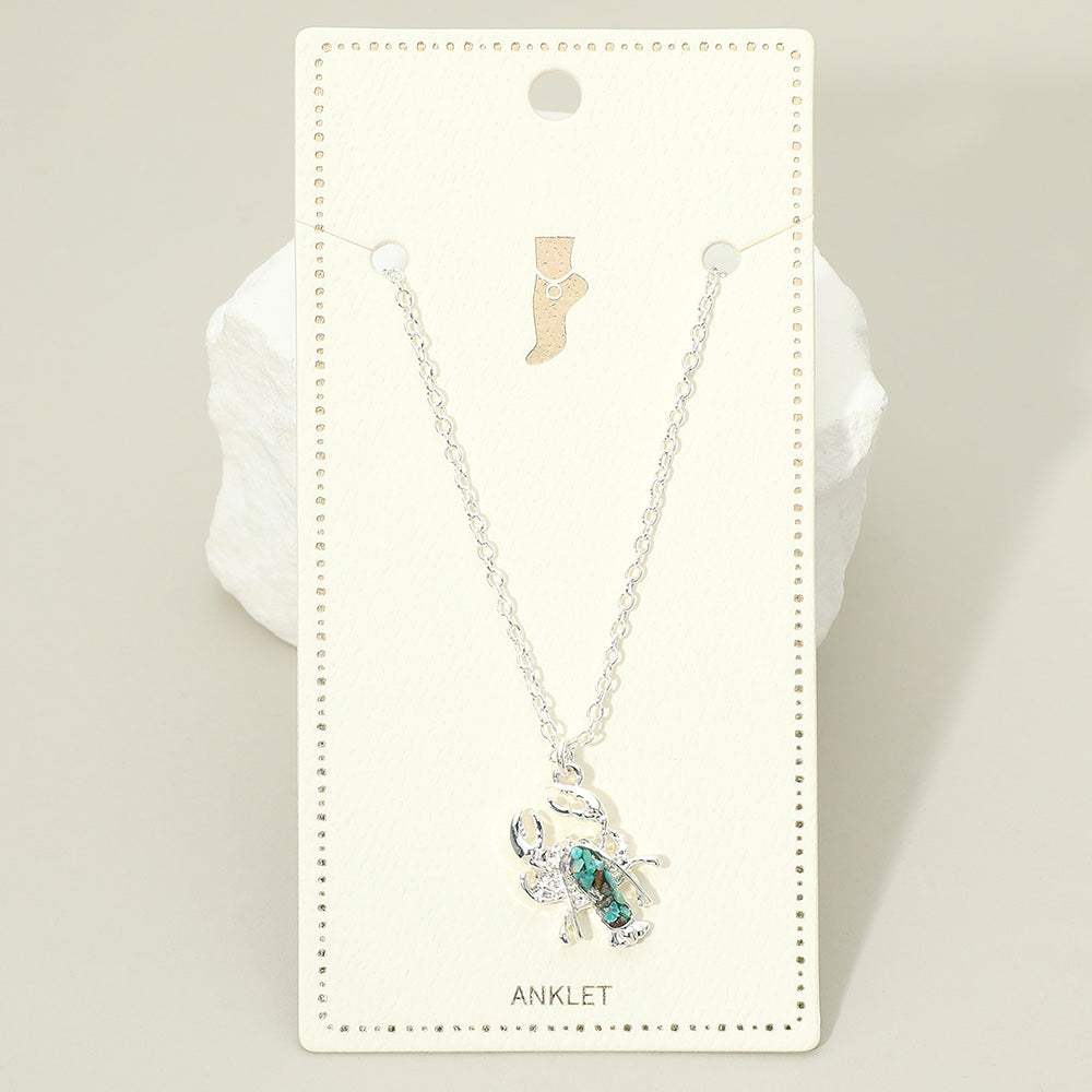 Crushed Pebble Lobster Charm Anklet - Madeline Love - Flyclothing LLC
