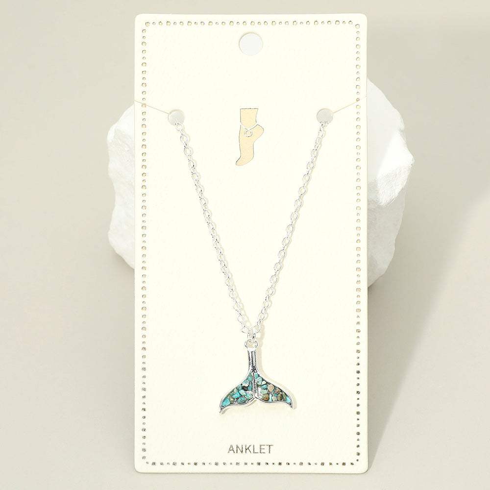 Crushed Pebble Whale Tail Charm Anklet - Madeline Love - Flyclothing LLC
