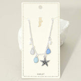 Starfish Sea Glass Pearl Charm Station Anklet - Madeline Love - Flyclothing LLC