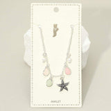 Starfish Sea Glass Pearl Charm Station Anklet - Madeline Love - Flyclothing LLC