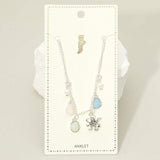 Octopus Sea Glass Pearl Charm Station Anklet - Madeline Love - Flyclothing LLC