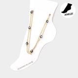 Evil Eye Station Double Layered Anklet - Madeline Love - Flyclothing LLC