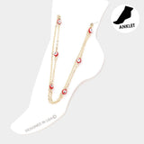 Evil Eye Station Double Layered Anklet - Madeline Love - Flyclothing LLC