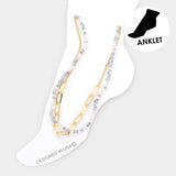 Faceted Beaded Open Metal Oval Link Double Layered Anklet - Madeline Love - Flyclothing LLC