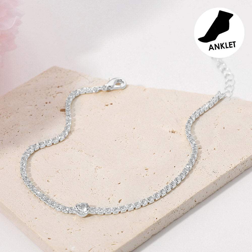 Rhinestone Cluster Evening Anklet - Madeline Love - Flyclothing LLC