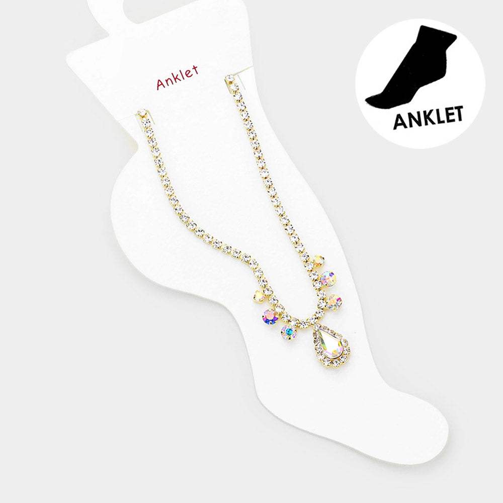 Teardrop Stone Accented Evening Anklet - Madeline Love - Flyclothing LLC