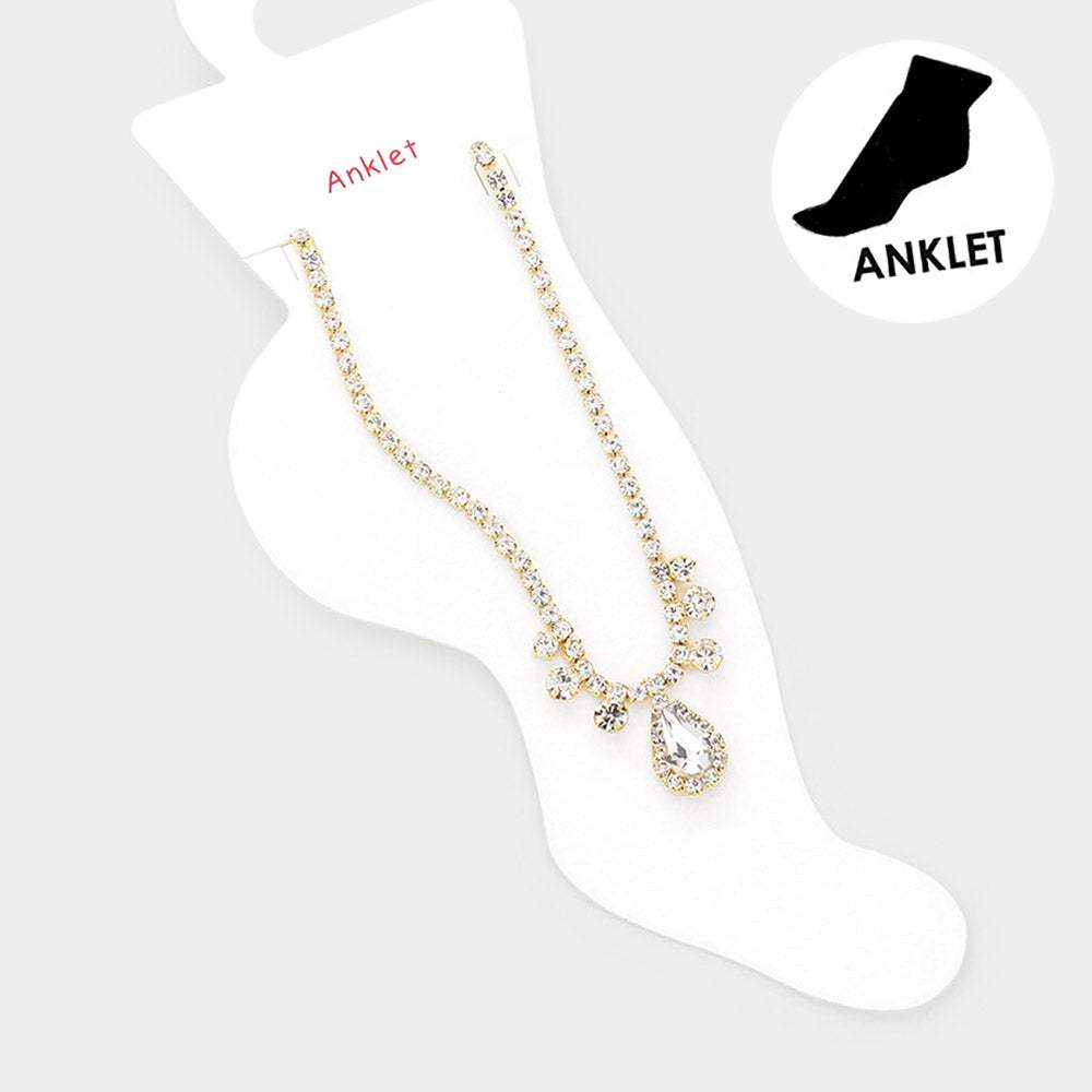 Teardrop Stone Accented Evening Anklet - Madeline Love - Flyclothing LLC