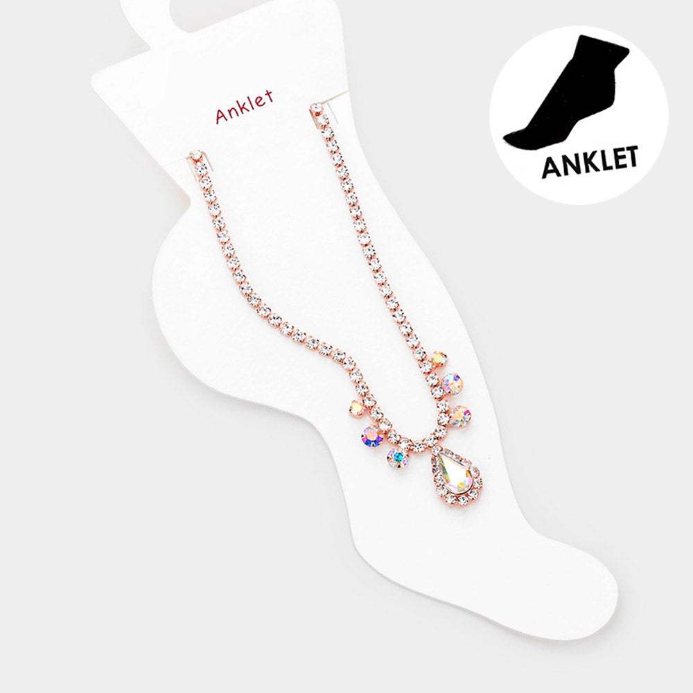 Teardrop Stone Accented Evening Anklet - Madeline Love - Flyclothing LLC