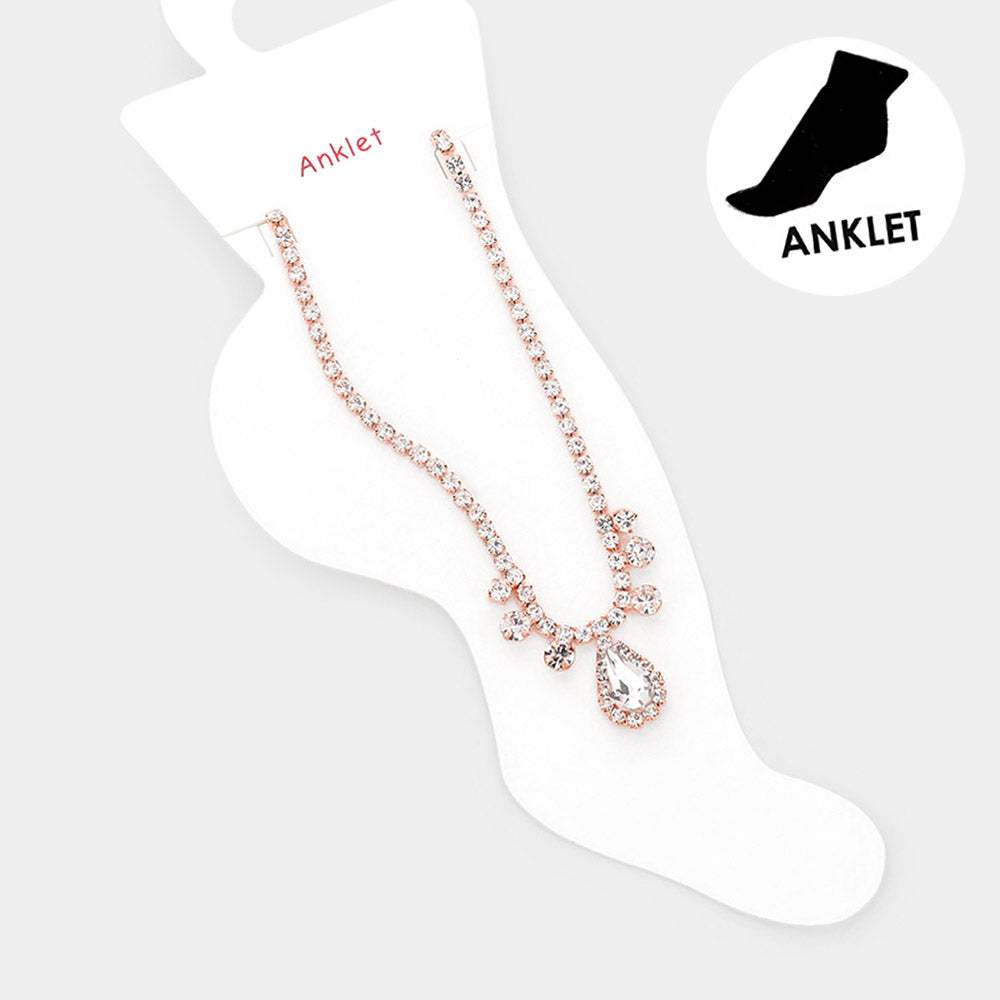 Teardrop Stone Accented Evening Anklet - Madeline Love - Flyclothing LLC