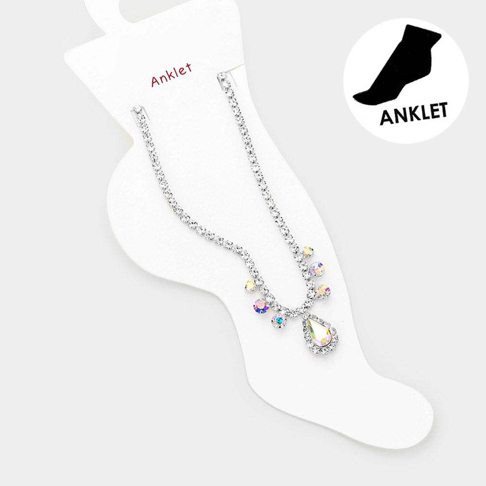 Teardrop Stone Accented Evening Anklet - Madeline Love - Flyclothing LLC