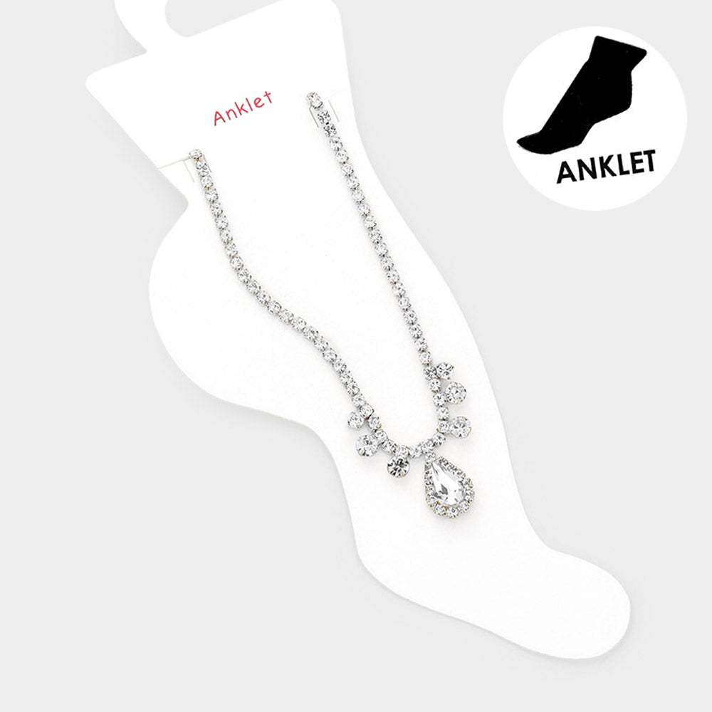 Teardrop Stone Accented Evening Anklet - Madeline Love - Flyclothing LLC